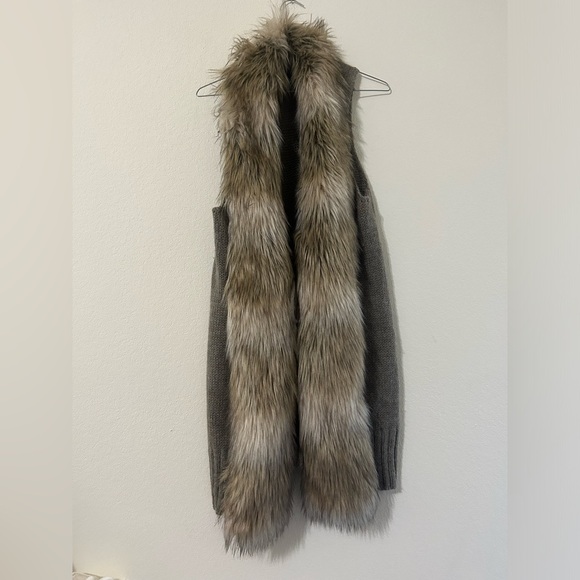 Steve Madden Jackets & Blazers - Steve Madden Lida Sweater Vest Faux Fun Brown Front Tie Knit Cardigan Size M/L